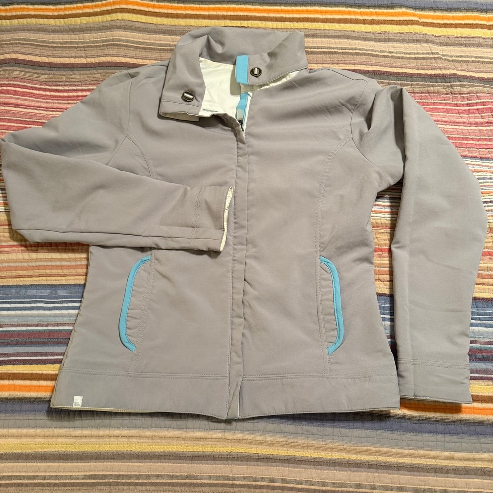 Nike Women's Grey Reversible Softshell Jacket Blue Accents Full‎ Zip Athletic M